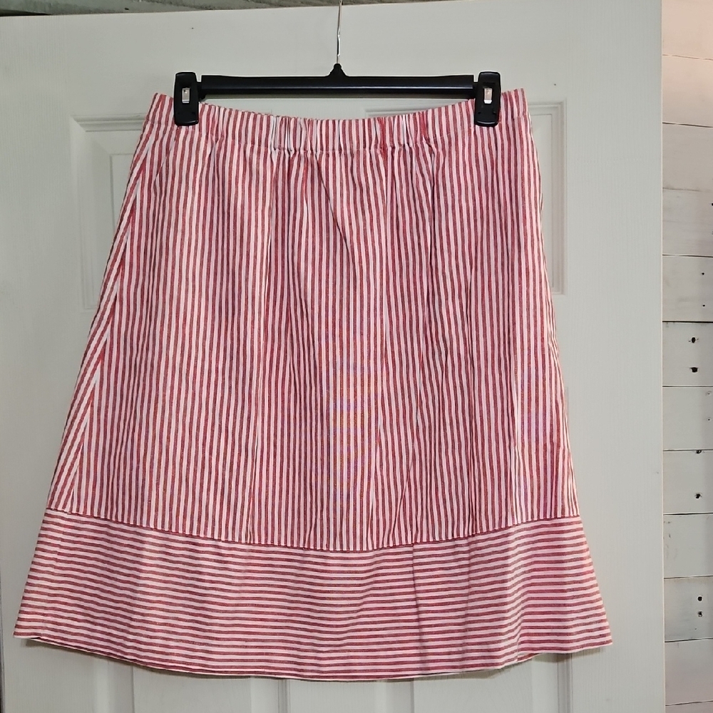J. Crew Red and White A-Line Skirt